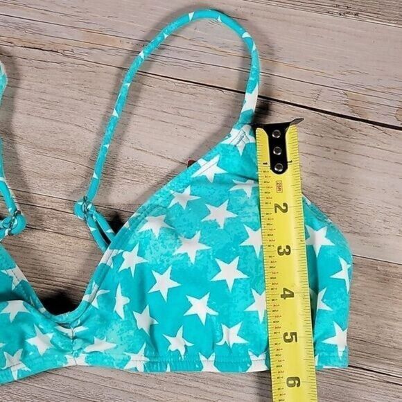 The Bikini Lab Turquoise Stars Bralette Bikini Top Sz L - Picture 5 of 9